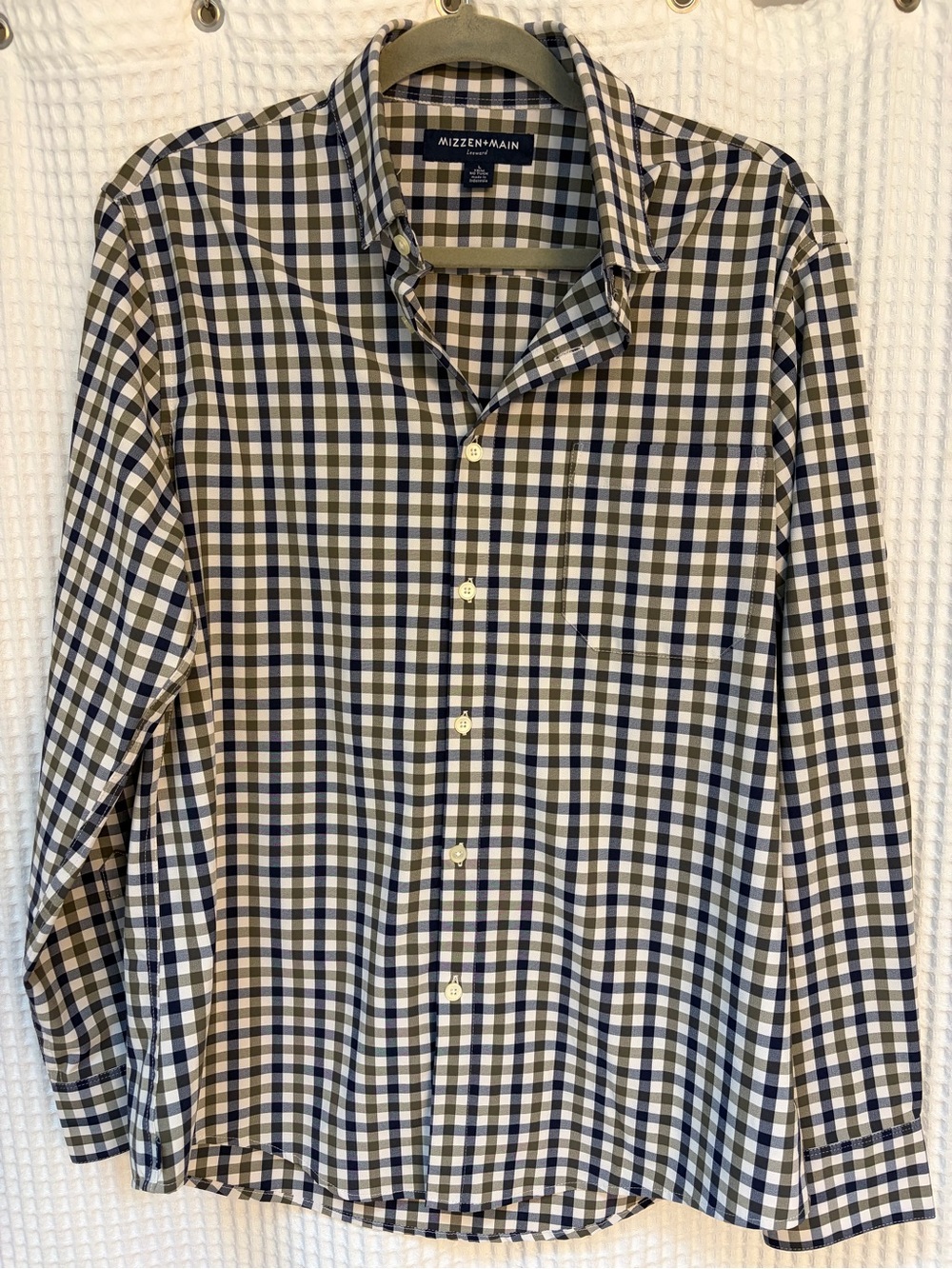 Checkered/plaid button up blue/white/green